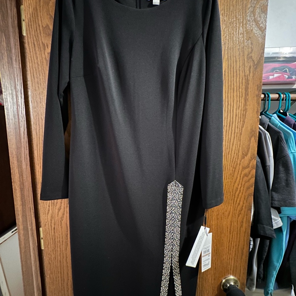 Calvin Klein Black Dress with Silver and Gold Accents